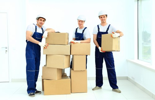 Professional moving process showing organised packing and transport preparation