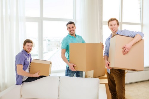 A modern office relocation service preparing a new workspace in Stjohnswood