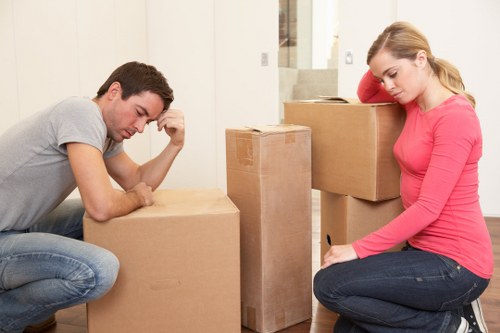 Organised moving boxes ready for house removals in Stjohnswood