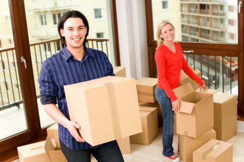 Organized moving preparation with boxes and labels